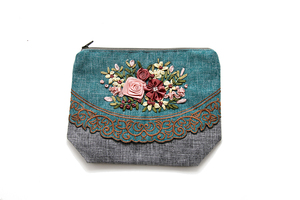 High Quality Fashion Holders Luxury Wholesale <b>Purse</b> With Zipper Hand-Sewn Rose Ribbon Lace Fabric From Vietnam - Product Image 3