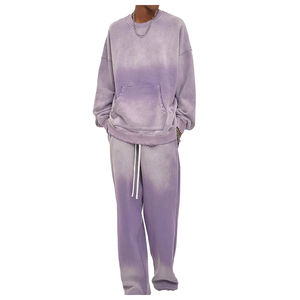 Chándales de pantalones acampanados con lavado ácido para hombre, ropa de calle personalizada de fabricante de Pakistán, chándales Unisex Vintage de piedra 500GSM - Product Image 5