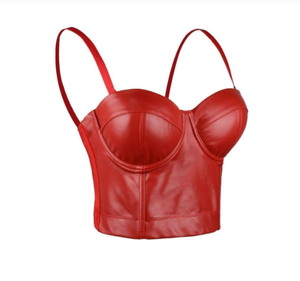 Corsé de Cuero Genuino Premium con Chifón, Faja Reductora con Varillas de Acero, Cierre Ajustable con Cremallera Trasera y Cierre Frontal Seguro, Top Corto con Encaje - Product Image 2