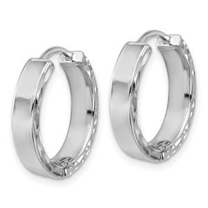 Pendientes de Aro con Bisagras y Diamantes Tallados/Pulidos Chapados en Rodio Blanco de 14K de Leslie - Product Image 4