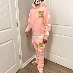 Venta al por mayor peso pesado Streetwear pulóver chándal personalizado bordado pantalones de chándal y Sudadera con capucha transpirable para el invierno - Product Image 2
