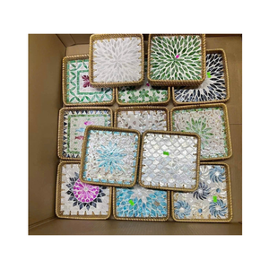 Plateau rond en rotin et nacre, meilleur choix, artisanat en rotin et nacre - Product Image 6