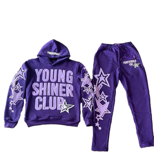 Ropa de calle personalizada, chándal Vintage lavado con ácido, ropa de calle para hombre, Sudadera con capucha y pantalones de chándal de retazos desgastados, conjunto de chándal para hombre - Product Image 3