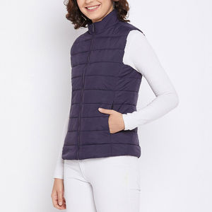 Gilet matelassé décontracté pour femme, sans manches, avec fermeture éclair, faible MOQ, respirant, écologique, en toile tricotée, avec poche - Product Image 3