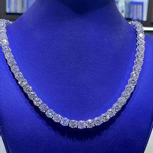 Rond VVS Moissanite Diamant 925 En Argent Sterling De Luxe Tennis Collier Chaîne Fine Mode Bling Bijoux Pour Hommes De L'Inde - Product Image 1