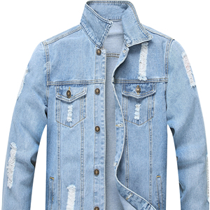 <b>Men's</b> Casual Cowboy Rugged Jean Denim Biker <b>Trucker</b> <b>Jacket</b> Winter Leather Customizable Button Decoration Plain Design-Wholesale - Product Image 5