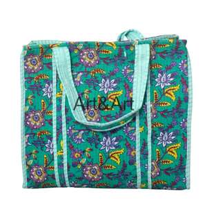Sac fourre-tout matelassé à imprimé en blocs pour femme, style bohème vintage, fait main, sac à bandoulière, grand sac de voyage floral, cadeau pour demoiselle d'honneur - Product Image 6