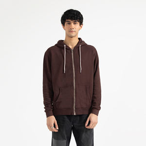 Vente en gros 400gsm 100% coton French Terry sweat à capuche pour hommes double fermeture éclair sans cordon de serrage pour impression bouffante teint en plaine pour automne sweat à capuche - Product Image 1