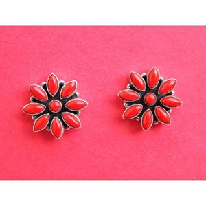 Boucles d'oreilles mode en argent sterling 925 avec pierres précieuses corail bijoux fins pour filles et femmes Item-E0727-GS cadeau - Product Image 2