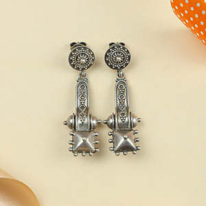 Tridha Temple Pillar 92.5 Silver <b>Earrings</b> Cultural Collectible Jewelry - Product Image 4