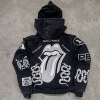 Sudadera con capucha unisex de forro polar grueso de poliéster/algodón para invierno, con cremallera, diseños bordados y teñidos lisos, tamaño y color personalizables, alta calidad.