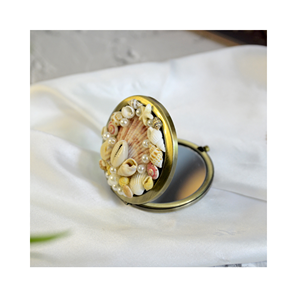 Seashell mirror <b>square</b> <b>frame</b> with green abalone fragments on MDF for bathroom makeover decor, produced in Vietnam - Product Image 3