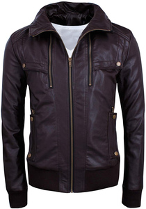 Mens Double Face <b>Leather</b> Jacket Motorcycle Breathable Waterproof Windproof Warm Plus Size Casual Fitness Single Button Closure - Product Image 5