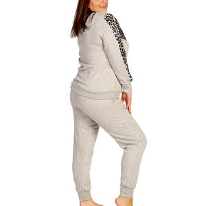 Ensemble de vêtements de détente à imprimé léopard pour femmes de grande taille deux pièces survêtement décontracté avec pantalon de jogging imprimé vêtements de gros OEM - Product Image 3