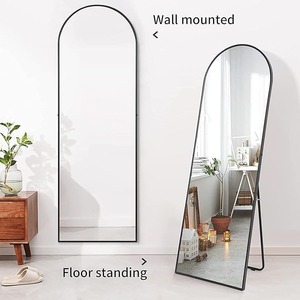 กระจกโค้งขนาดใหญ่ยาวเต็ม65 "X 27" นิ้วพร้อมตะขอแขวนผนังและขาตั้งสำหรับตกแต่งห้องนอนจากอินเดีย