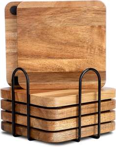 Dessous de verre élégants en bois de noyer Décoration de table artisanale pour la maison Tapis et tampons en bois sophistiqués - Product Image 2