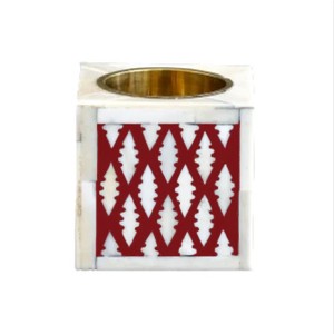 Brûleur d'encens et bougeoir à incrustation d'os de forme carrée faits à la main pour la décoration de la maison avec style lanterne élégant - Product Image 1