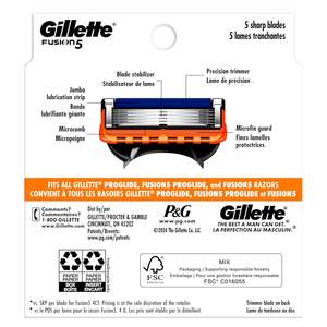 Repuestos de Cuchillas para Afeitar Gillette Fusion5 para Hombre - Paquete de 12 - 5 Cuchillas con Banda Lubricante y Recortador de Precisión - Product Image 3