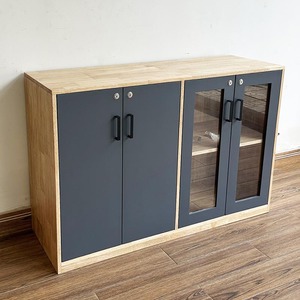 Natural Wood File & <b>Desk</b> <b>Cabinet</b> with Glass Doors for Office Organization THS68063 - Product Image 2