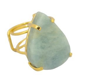 อความารีนคลาสสิกสำหรับงานแต่งงานงานหมั้นครบรอบเครื่องประดับสำหรับงานเลี้ยงผสมรูปทรงโค้งและแหวนลวดทำจากทองเหลือง - Product Image 4