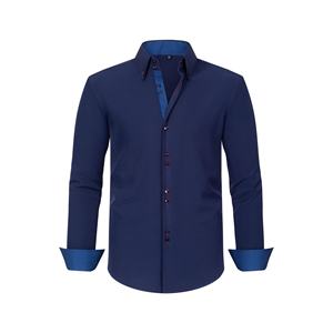 Bangladesh venta al por mayor de fábrica personalizada OEM hombres camisa de vestir informal camisas con botones camisa de manga larga tejida para hombres bajo MOQ - Product Image 4