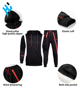 Traje deportivo atlético para hombre, informal, para correr, trotar, chándal, chaqueta de 2 piezas, conjunto de pantalones, cuello con capucha, respetuoso con el medio ambiente - Product Image 3