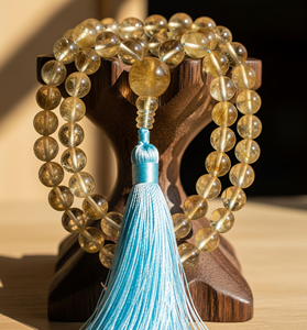 Último diseño, collar de cuentas Mala bohemio 108 hecho a mano espiritual, piedra de cristal curativa de Lava Natural y citrino para budismo - Product Image 6