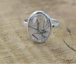 Anillo de plata Rutail negro natural Joyas de piedras preciosas para Mujer | Elegante anillo brillante | Regalo atemporal para ella. Joyería hecha a mano - Product Image 4