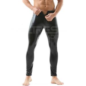 Pantalons pour hommes Pantalons droits incurvés rayés et extensibles en cuir de motard Pantalons de motard de haute qualité en cuir pour hommes - Product Image 3