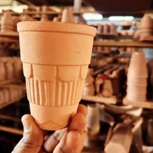 Tasses à thé et soucoupes en terre cuite écologiques sans plomb de 50 ml, design moderne, fabrication artisanale, prix de gros, Inde, thé/café - Product Image 3