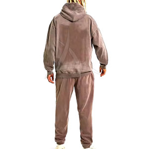 Survêtement délavé à l'acide en gros, respirant, décontracté, vêtements de sport d'hiver, capuche, taille élastique, tissu personnalisé - Product Image 2