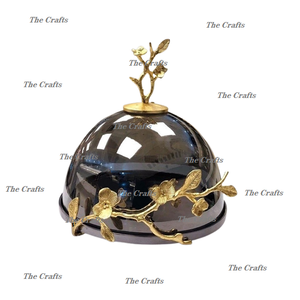 Cúpula para servir pasteles de diseño moderno en metal y vidrio Cúpula de postre de chocolate de forma redonda a precio aceptable - Product Image 6