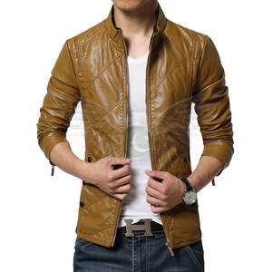 Veste d'hiver en cuir à manches longues pour hommes, usage extérieur, souple, meilleure vente - Product Image 1