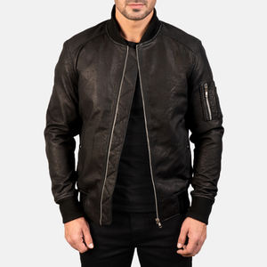 Chaqueta de Cuero para Hombre, Estilo Motero, Ajustada, de Alta Calidad, con Recubrimiento, Moda Urbana - Product Image 1