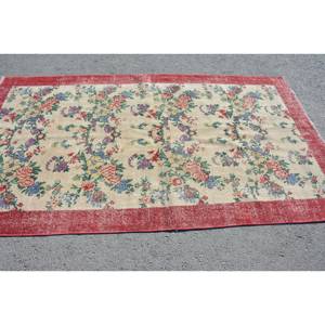 Vintage Turkish <b>Rug</b> Red Beige 4.6 X 8.2ft Large <b>Boho</b> Bohemian Area <b>Rug</b> 10mm Wool Latex Patchwork for Hallway for Room Decor - Product Image 3