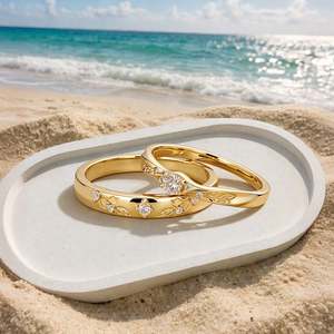 แหวนคู่รักลายเถาวัลย์ชุบทอง 18K แหวนแต่งงานแบบฝังอินเลย์สุดอินเทรนด์ - Product Image 6