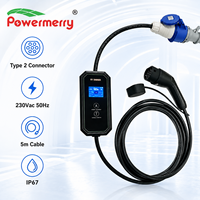Chargeur EV portable 7 kW 32 A Type 2 monophasé 230 Vca 50 Hz IP67 avec câble de 5 m pour applications de charge domestique et de garage en Europe