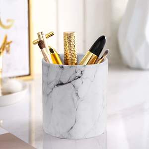 Natural Marble <b>Pen</b> Holder Black & <b>White</b> Genuine Veined Marble Table Decorative Best Gifts for Student Decorative <b>Pen</b> holder - Product Image 5