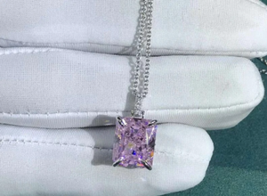 Collier en moissanite de 5 carats, couleur incolore, jaune ou rose, taille radiant, VVS, collier en diamant moissanite - Product Image 4