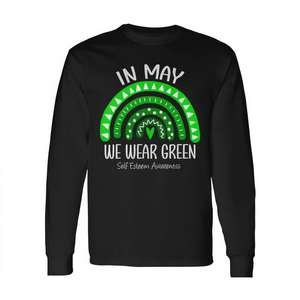 Nel mese di maggio indossiamo una maglietta verde a maniche lunghe per la consapevolezza dell'autostima - Product Image 2