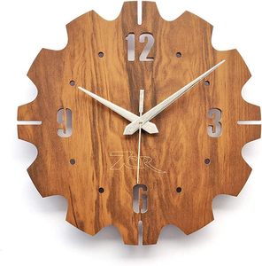 Customized Logo Industrial Design Antique Style Wooden Handmade Carved <b>Battery</b> Powered Wall <b>Clock</b> - Product Image 6