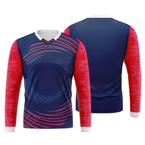 2024 Oem Custom Sublimatie Print Naam Nummer Polyester Voetbal Jersey Ademende Lange Mouw Voetbal Shirts Voor Mannen