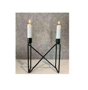 Candelero de hierro con acabado negro y dorado de estilo moderno, ideal para centros de mesa de boda y comedor a precio competitivo - Product Image 4