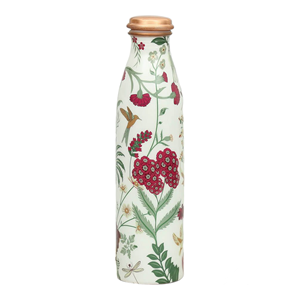 Botella de agua de cobre de alta calidad con botella blanca con estampado floral a un precio asequible - Product Image 1