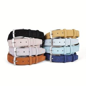 Ceinture en cuir véritable pour homme |   Finition en daim bleu premium |   Boucle classique à ardillon |   Fournisseur en gros OEM |   Divine International - Product Image 3