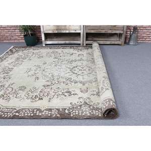 Alfombra Turca Vintage Grande de 6x9.3 pies, Alfombra de Lana Marrón - Product Image 5