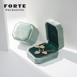 FORTE Velvet Octogonal Engage ring box Collection de bijoux Vintage Blue Vert foncé Vert menthe Marine petite boîte à bagues - Product Image 2