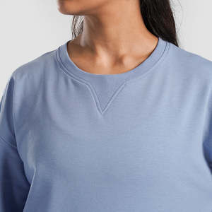 Sweat-shirt décontracté pour femme en molleton 100 % coton respirant avec logo brodé personnalisé sur le devant, col rond, haute qualité, taille XS - Product Image 2