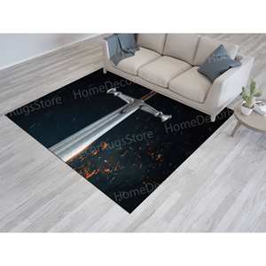 Tapis classique coloré en forme d'épée, tapis imprimé pour la décoration du salon et la salle de jeux, tapis en velours de luxe - Product Image 1