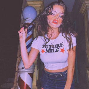 <b>Women's</b> Streetwear Y2K Fashion t Shirt Custom 100% Cotton T-shirt Cute Tees Summer <b>Women</b> <b>White</b> <b>Crop</b> <b>Tops</b> Slim - Product Image 3